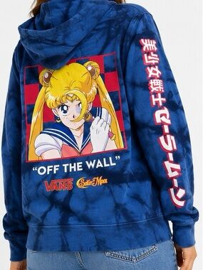 🔥Vans x Sailor Moon Blue Tie-Dye Hoodie | Women’s M | Anime Graphic Pullover